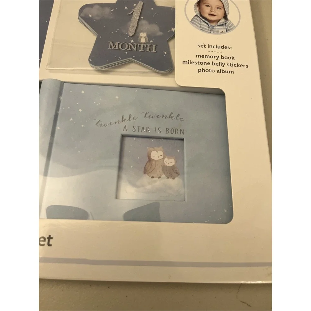 Carter's Blue All The Stars Gender Neutral Baby Memory Book for Newborn Keepsake